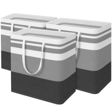 BlissTotes 3-Pack Laundry Basket – Freestanding & Waterproof Hamper, 100L