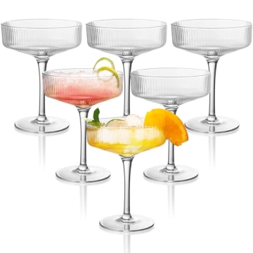 Montex 6 Pcs Coupe Glasses, 10 oz Classic Martini Glasses, Vintage Cocktail Glassware, Perfect for C...