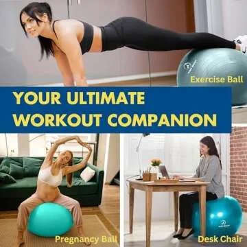 ProBody Pilates Yoga Ball - Fresh Colors Exercise Ball for Stability, Pregnancy, Workout, Physical Therapy & Birthing, Balance Ball Chair (Mist, 55 cm)