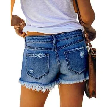 MIFOCAL Women's Ripped Denim Jean Shorts Summer Style