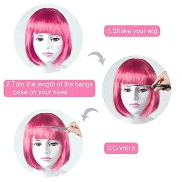 MIAHART 6 Pcs Short Bob Wig and 6 Pcs Sunglass Set, Neon Colored Wigs Colorful Cosplay Wigs Daily Party Hairpieces for Bachelorette Glow in The Dark Neon Party Favors Halloween Decorations Supplies