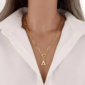 Elegant Gold Layered Paperclip Necklace with Initial Pendant