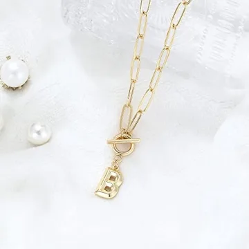 Elegant Gold Layered Paperclip Necklace with Initial Pendant