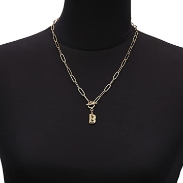 Elegant Gold Layered Paperclip Necklace with Initial Pendant