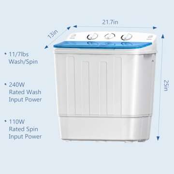 DOGHLY Double Tub Portable Washer and Spin Dryer 18lbs