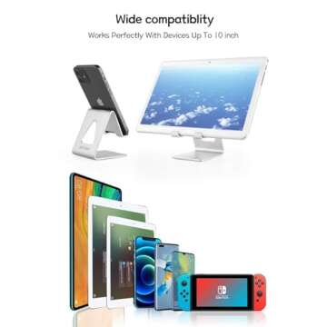 Aoviho Cell Phone Stand for Desk, Desktop Phone Holder, Aluminum Mobile Phone Stand for iPhone 15 14...