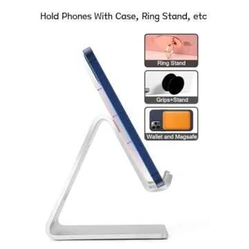 Aoviho Cell Phone Stand for Desk, Desktop Phone Holder, Aluminum Mobile Phone Stand for iPhone 15 14 13 12 pro Mini 11 X Xr Xs max 8 7 6 6s Plus Samsung Galaxy S21 Ultra All Smart Phones,Silver