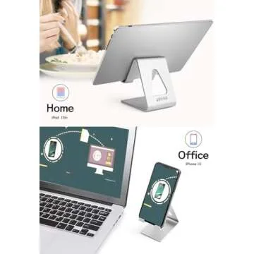 Aoviho Cell Phone Stand for Desk, Desktop Phone Holder, Aluminum Mobile Phone Stand for iPhone 15 14 13 12 pro Mini 11 X Xr Xs max 8 7 6 6s Plus Samsung Galaxy S21 Ultra All Smart Phones,Silver