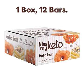 Kiss My Keto Bars Low Carb Bars (3g Net Carbs) - White Chocolate Variety, 12 Pack - Keto Protein Bars Low Carb Low Sugar | Keto Snack Bars with MCT Oils, Fiber, No Added Sugar