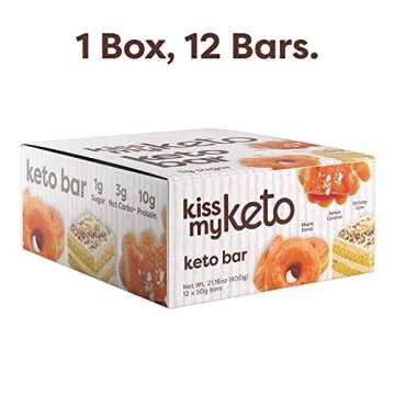 Kiss My Keto Bars Low Carb Bars (3g Net Carbs) - White Chocolate Variety, 12 Pack - Keto Protein Bars Low Carb Low Sugar | Keto Snack Bars with MCT Oils, Fiber, No Added Sugar