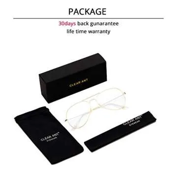 Clear Ant Blue Light Blocking Aviator Glasses for Women Men Lightweight Metal Frame Computer Glasses Anti-eyestrain Gaming Eyeglasses