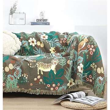 MSGKV 100% Cotton Throw Blanket for Couch Bed Sofa, Cotton Quilt Coverlet Reversible Mudcloth Throws...