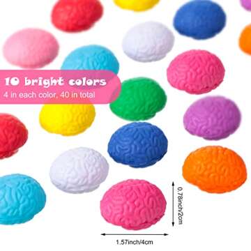 Kasyat 40 Pcs Brain Stress Ball Halloween Brain Mini Brain Shaped Stress Ball Bulk PU Hand Muscle Exercise Pressure Ball for Adult Improving Grip Strength Object Recognition Prop Mold(Colorful,Mini)