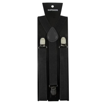 JEMYGINS Adjustable Black Suspenders for Men - 3 Clips
