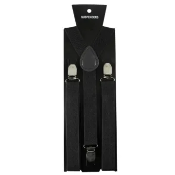 JEMYGINS Adjustable Black Suspenders for Men - 3 Clips