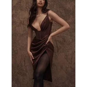 Elegant KMBANGI Women’s Deep V Neck Bodycon Dress