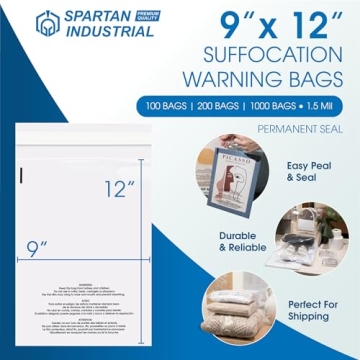 Spartan 9x12 Self Seal Clear Poly Bags - 1000 Count