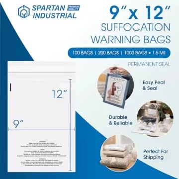 Spartan 9x12 Self Seal Clear Poly Bags - 1000 Count