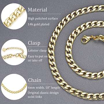 NUZON 18K Gold Cuban Chain Necklace - Standout Jewelry for All