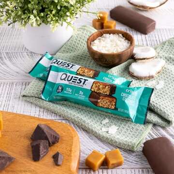 Quest Nutrition Crispy Chocolate Coconut Hero Protein Bar, 15g Protein, 1g Sugar, 3g Net Carbs, Gluten Free Protein Snack, Keto Friendly, 12 Count