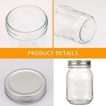 Accguan 16oz Glass Mason Jars with Regular Airtight Lids Ideal for Jam,Honey,Shower/Wedding Favors, Clear,Canning Jars 15 pack