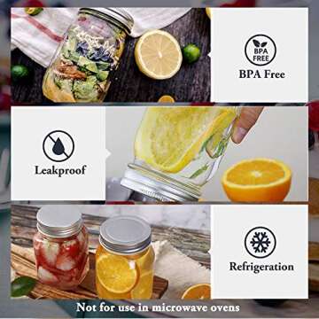 Accguan 16oz Glass Mason Jars with Regular Airtight Lids Ideal for Jam,Honey,Shower/Wedding Favors, Clear,Canning Jars 15 pack