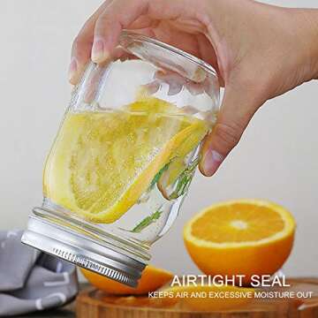 Accguan 16oz Glass Mason Jars with Regular Airtight Lids Ideal for Jam,Honey,Shower/Wedding Favors, Clear,Canning Jars 15 pack