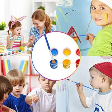 120 Mini Clear Storage Pots and Paint Brushes for Kids