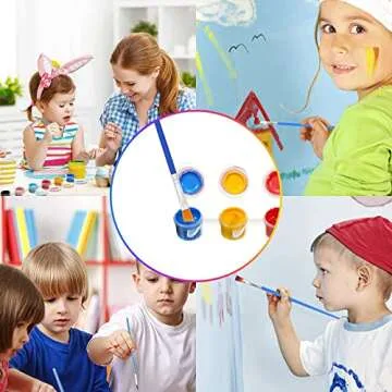 120 Mini Clear Storage Pots and Paint Brushes for Kids