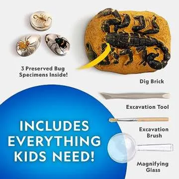 NATIONAL GEOGRAPHIC Real Bug Dig Kit - Dig up 3 Real Insects Including Spider, Fortune Beetle and Scorpion - Great STEM Science Gift