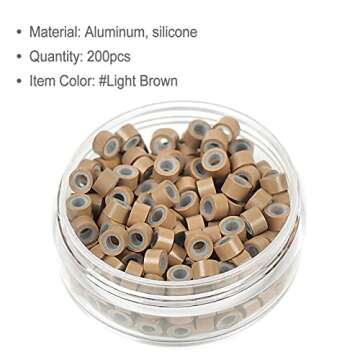 200Pcs Beads Silicone Aluminium Micro Nano Rings 5mm Lined For I Tip/Nano Hair Extensions Tool Beads...