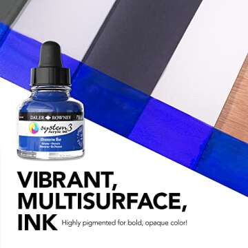 Daler-Rowney Acrylic Ink Set of 6 - Vibrant Colors for Artists