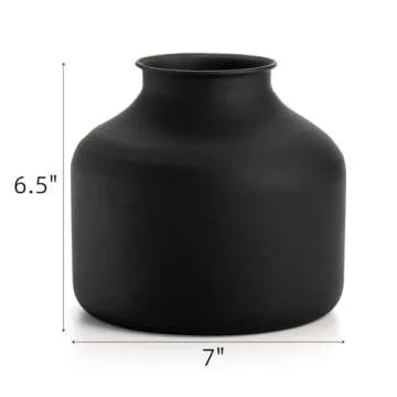Goaste Metal Matte Flower Vase, Small Black Vase for Flowers, 6.5 Inch Tall Iron Frosted Flower Arra...