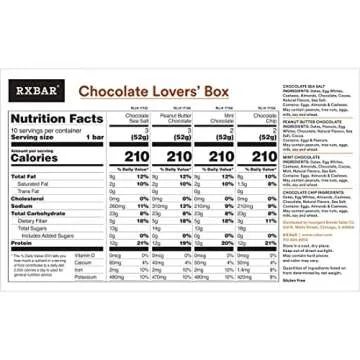 RXBAR Protein Bars, 12g Protein, Gluten Free Snacks, Variety Pack (10 Bars)