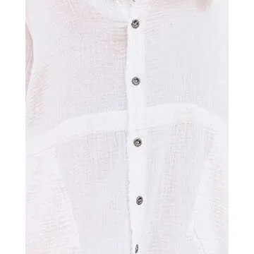 iGENJUN Beach Dresses for Women Long Sleeve Dress for Women Button Down Plus Size Summer Dress Vacation Outfits for Women,L,White