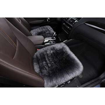 Sisha-A Premium Wholehide Sheepskin Cover, Ultra-Soft Natural Long Wool, 18x18 Inches Size, Ideal for Car Seats, Home Chairs, Office Desks & More Front Charcoal Grey