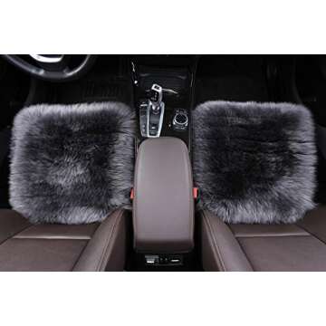 Sisha-A Premium Wholehide Sheepskin Cover, Ultra-Soft Natural Long Wool, 18x18 Inches Size, Ideal for Car Seats, Home Chairs, Office Desks & More Front Charcoal Grey