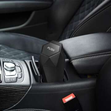 Inovare Designs Compact 500ml Plastic Diamond Black Trash Can with Lid, Ideal for Cars, SUVs, Tesla