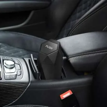 Inovare Designs Compact 500ml Plastic Diamond Black Trash Can with Lid, Ideal for Cars, SUVs, Tesla