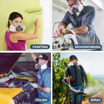 MODUSKYE Reusable Respirator, Reusable Half Facepiece Respirator with 6 Active Cotton Respirator Filters Against Painting, Dust, Sanding, Polishing, Spraying