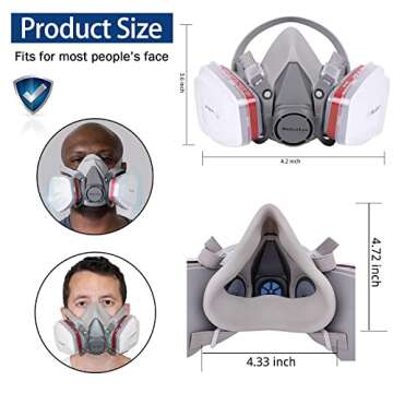 MODUSKYE Reusable Respirator, Reusable Half Facepiece Respirator with 6 Active Cotton Respirator Filters Against Painting, Dust, Sanding, Polishing, Spraying