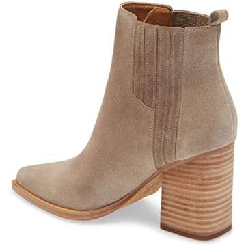 Imily Bela Womens Ankle Boots Pointed Toe Chunky Stacked Mid Heeled Booties