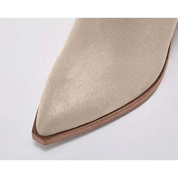 Imily Bela Womens Ankle Boots Pointed Toe Chunky Stacked Mid Heeled Booties