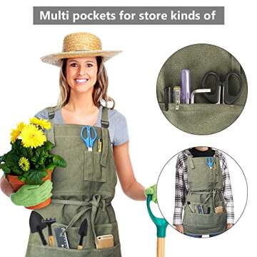 Heavy Duty Canvas Apron with Pockets for Artists and Cooks