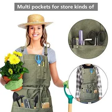 Heavy Duty Canvas Apron with Pockets for Artists and Cooks