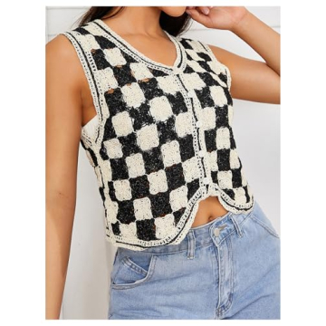 Verdusa Checkered Button Front Sweater for Women