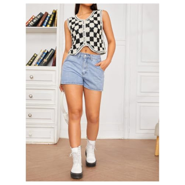 Verdusa Checkered Button Front Sweater for Women