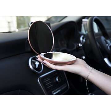 LUNA London LED Lighted Compact Makeup Mirror | 1x/7x Magnifying, Illuminated, Portable, Folding | Perfect for Handbag, Pocket & Travel Beauty Needs | Matte Rose Gold