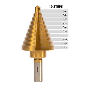 NEIKO 10194A Titanium Step Drill Bit, High-Speed Alloy-Steel Bit, Hole Expander for Wood and Metal, ...