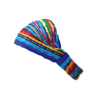 Extra Large 'Snug Fit' Headband Scarf Woven Cotton Elastic Jeweltones Emerald Green Turquoise Blue